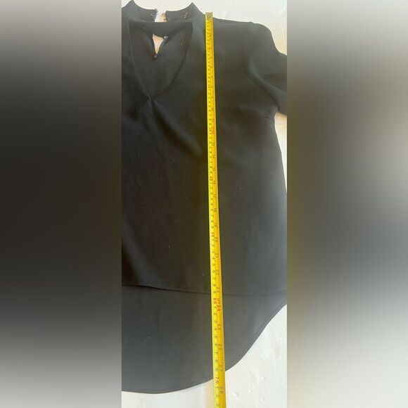 Zara Women Choker Cut-out Blouse Sz S-M Black Flowy High/Low Hem Minimalist - Picture 5 of 8